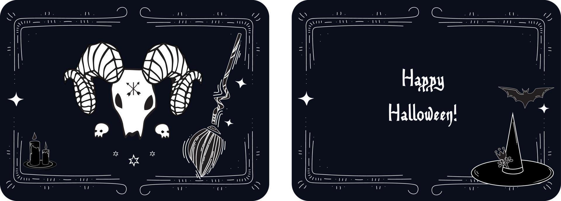 2 Halloween black cards vector