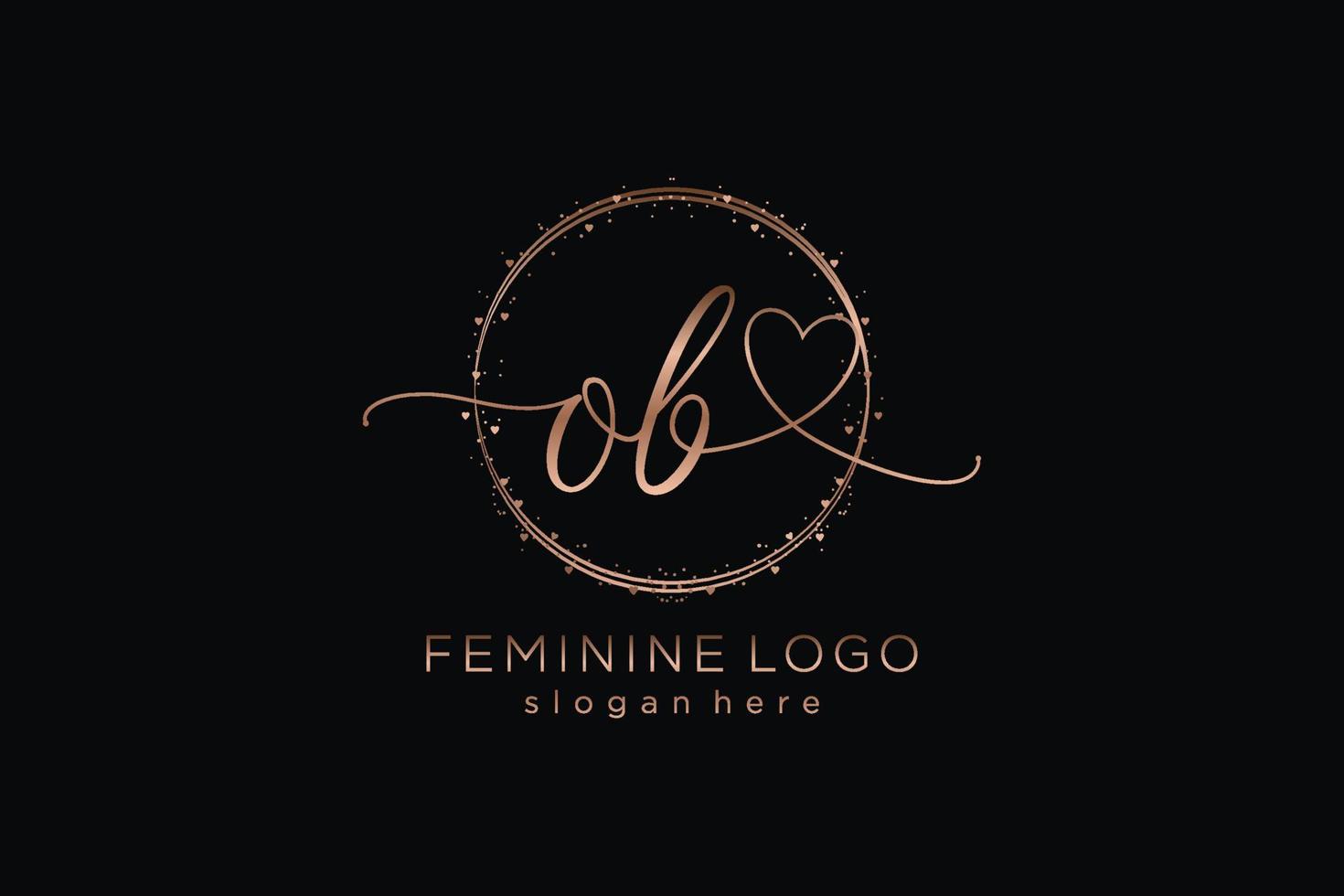 Initial OB handwriting logo with circle template vector logo of initial wedding, fashion, floral and botanical with creative template.