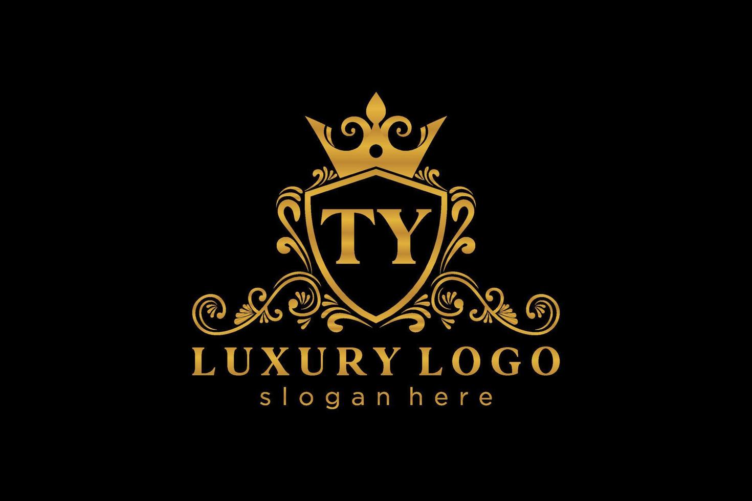 Initial TY Letter Royal Luxury Logo template in vector art for Restaurant, Royalty, Boutique, Cafe, Hotel, Heraldic, Jewelry, Fashion and other vector illustration.