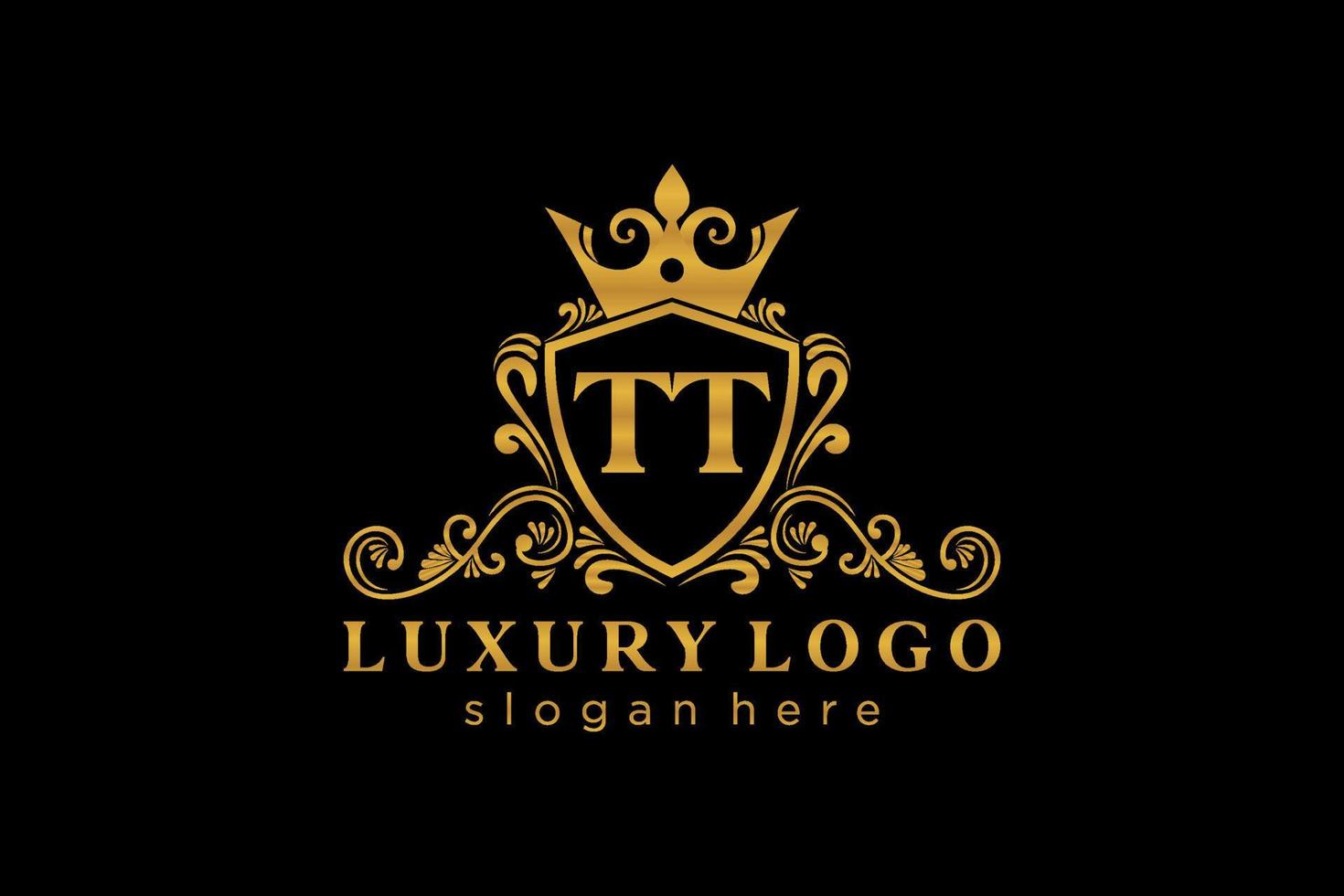 Initial TT Letter Royal Luxury Logo template in vector art for Restaurant, Royalty, Boutique, Cafe, Hotel, Heraldic, Jewelry, Fashion and other vector illustration.