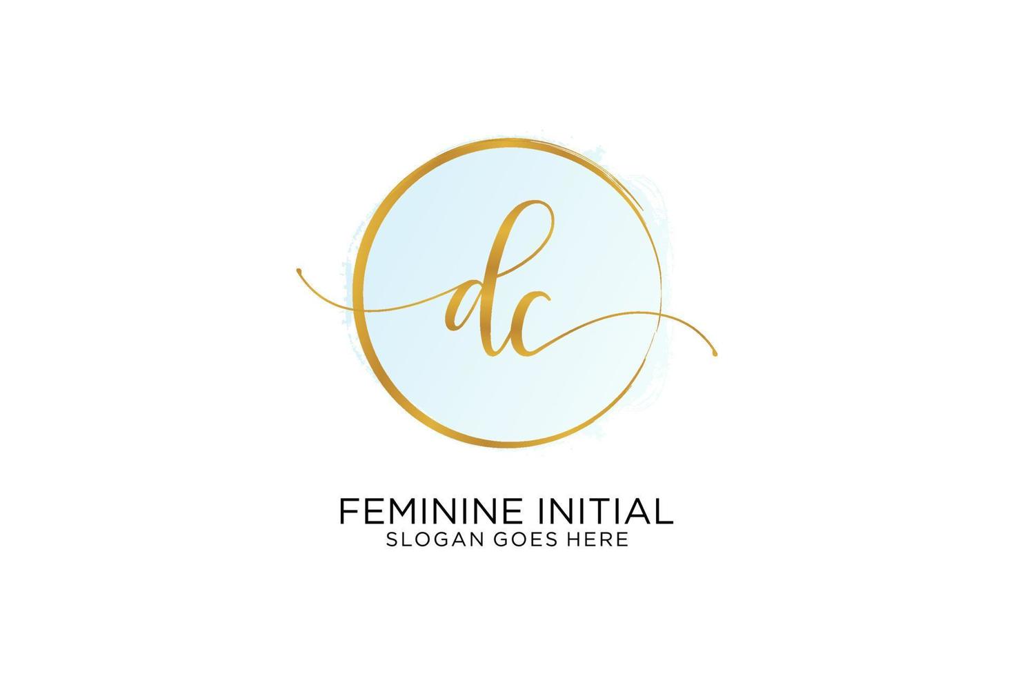 Initial DC handwriting logo with circle template vector signature, wedding, fashion, floral and botanical with creative template.