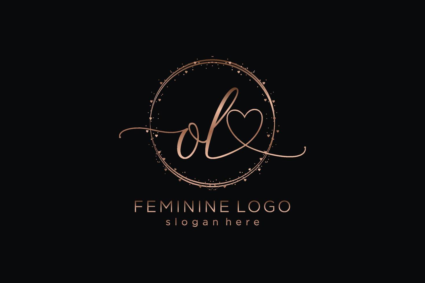 Initial OL handwriting logo with circle template vector logo of initial wedding, fashion, floral and botanical with creative template.
