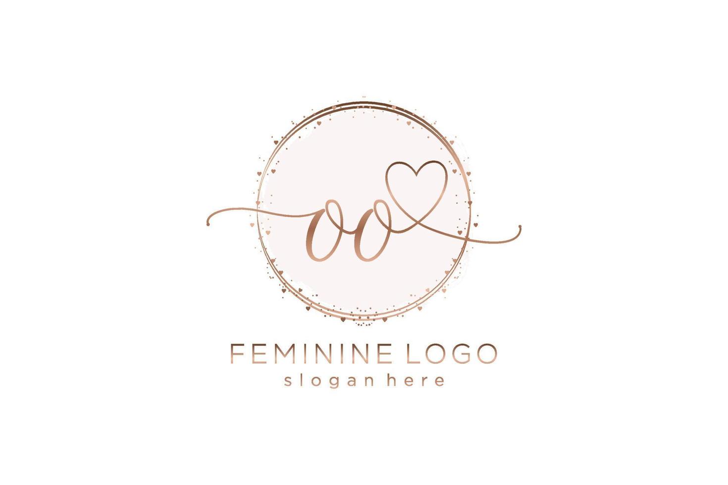 Initial OO handwriting logo with circle template vector logo of initial wedding, fashion, floral and botanical with creative template.