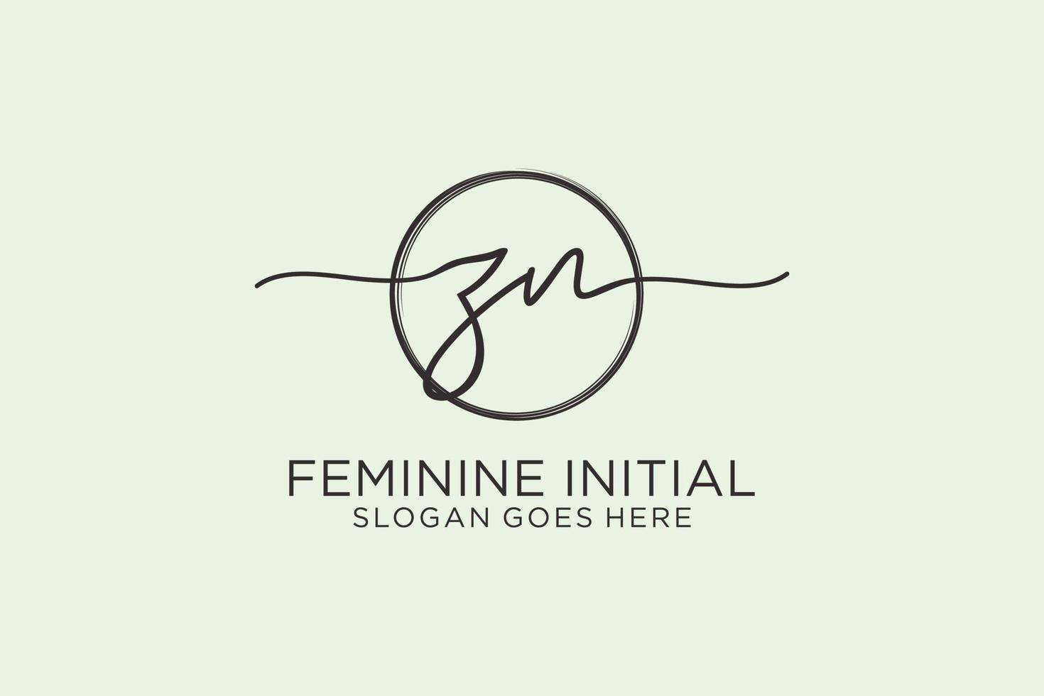 Initial ZN handwriting logo with circle template vector logo of initial signature, wedding, fashion, floral and botanical with creative template.