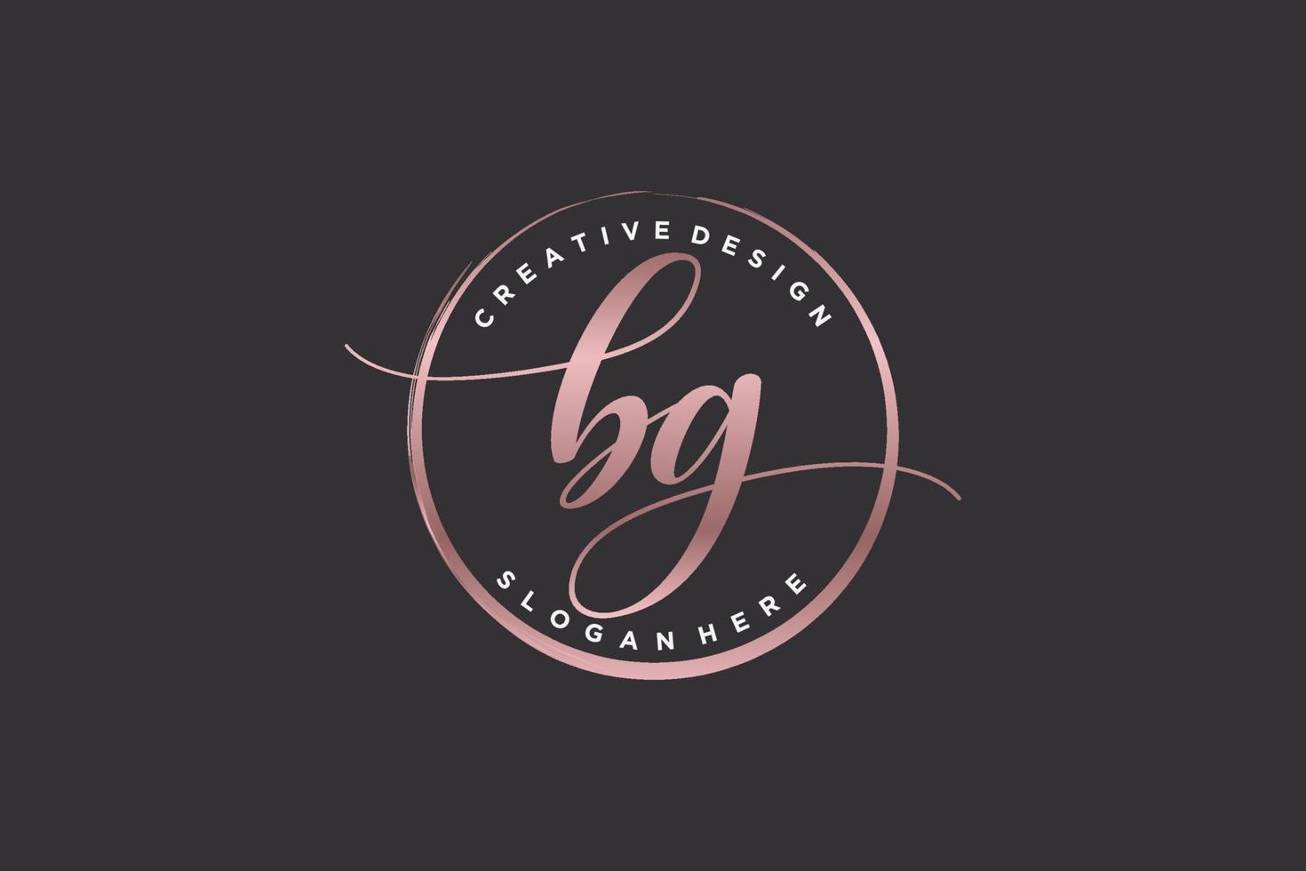 Initial BG handwriting logo with circle template vector signature, wedding, fashion, floral and botanical with creative template.