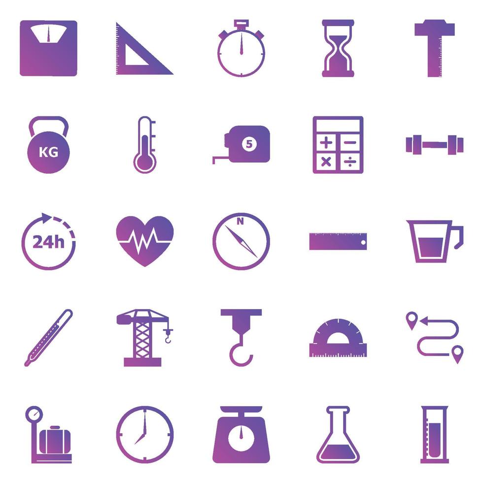 Measuring gradient icons on white background vector