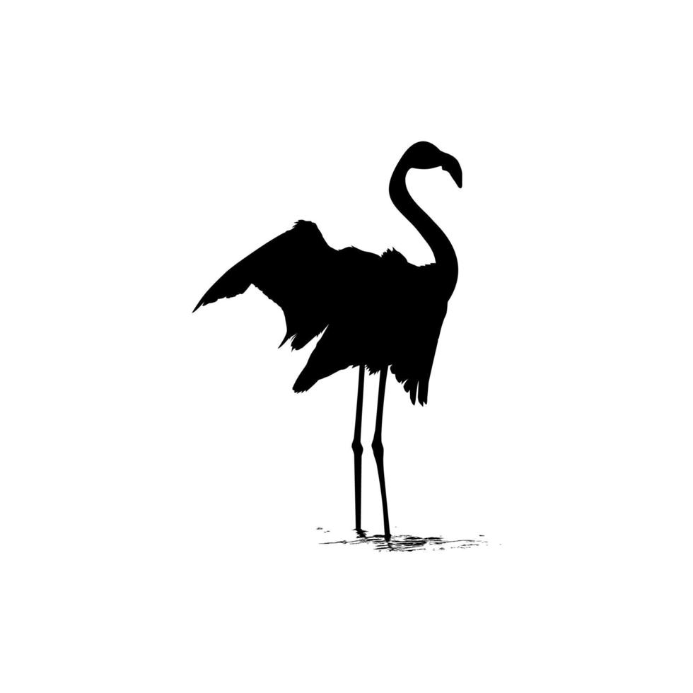 Dancing Flamingo Silhouette for Icon, Symbol, Logo, Art Illustration, Pictogram, Website, or Graphic Design Element. Vector Illustration