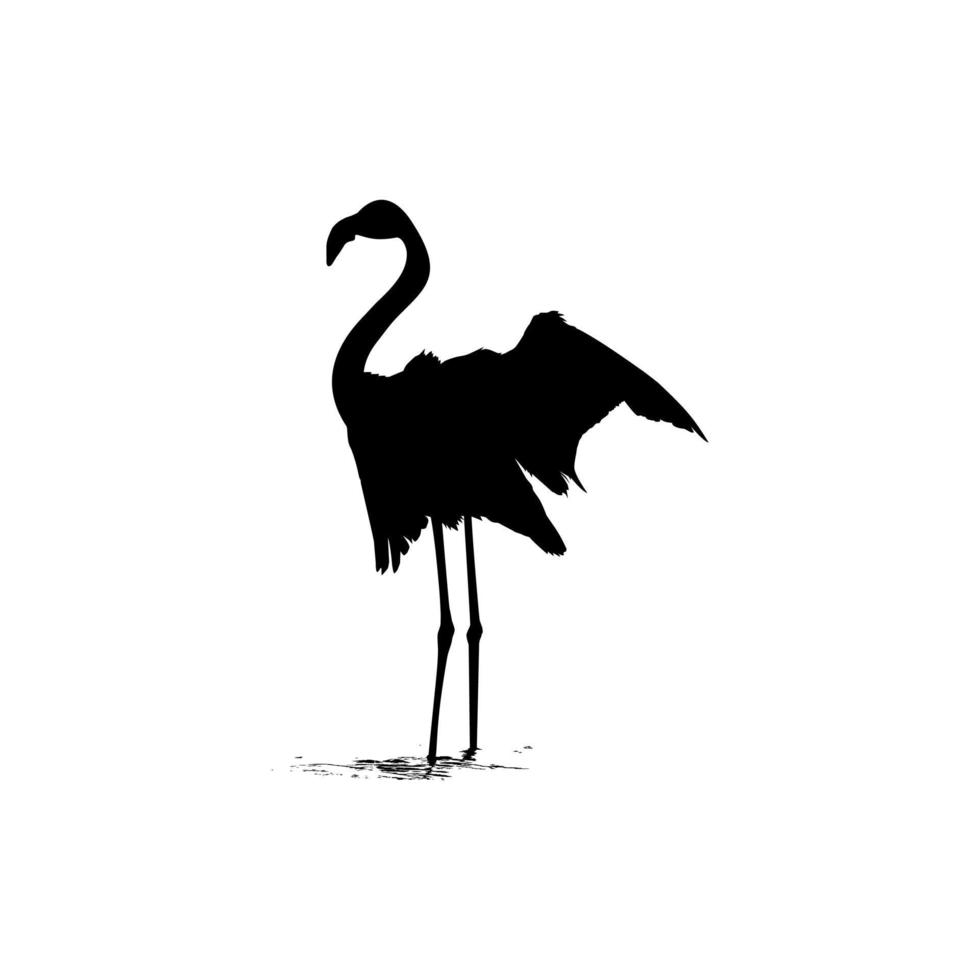 Dancing Flamingo Silhouette for Icon, Symbol, Logo, Art Illustration, Pictogram, Website, or Graphic Design Element. Vector Illustration