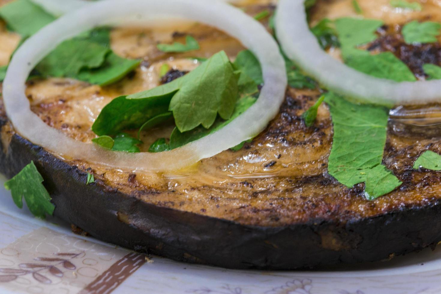 Grilled swordfish dish view 12855859 Stock Photo at Vecteezy