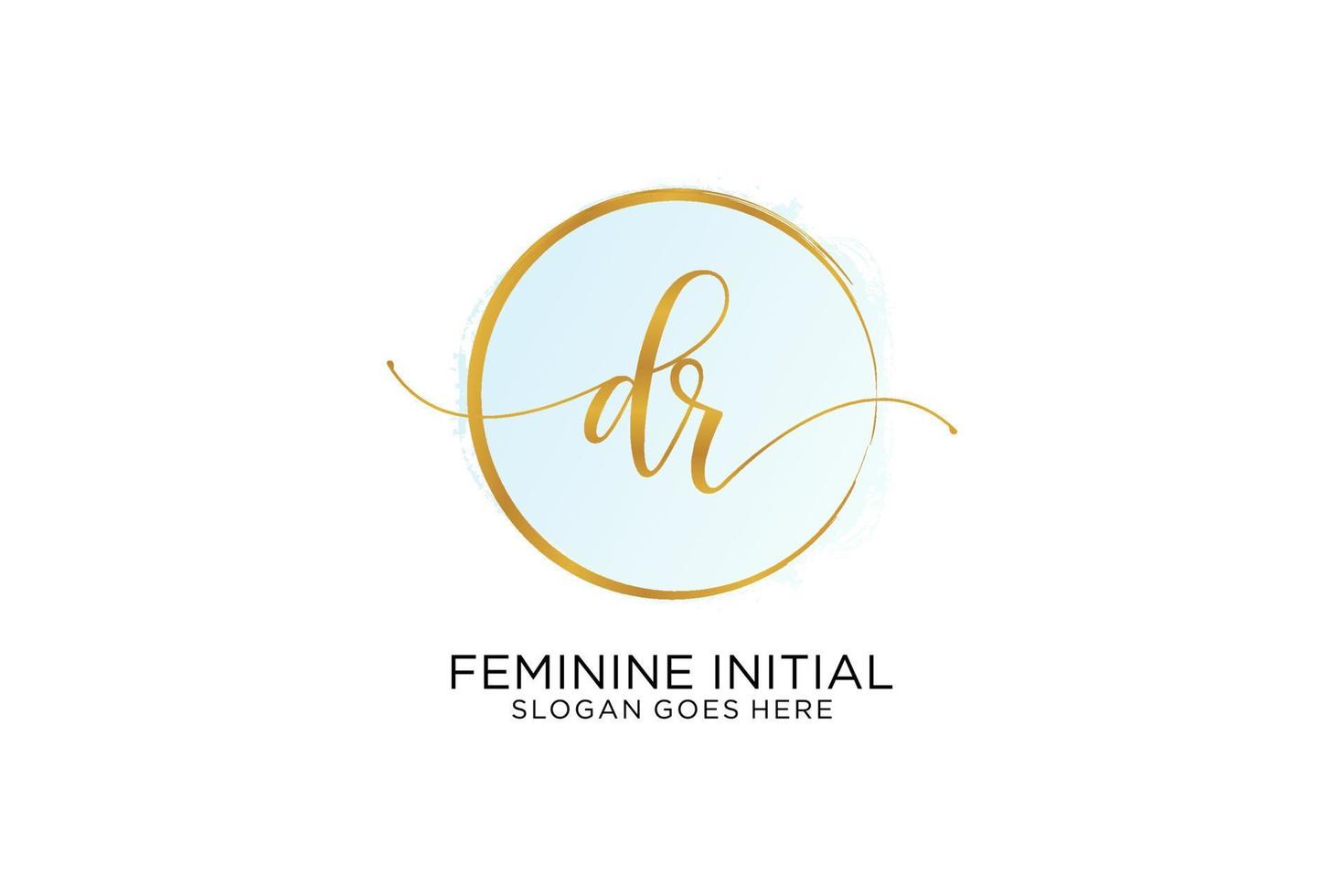 Initial DR handwriting logo with circle template vector signature, wedding, fashion, floral and botanical with creative template.