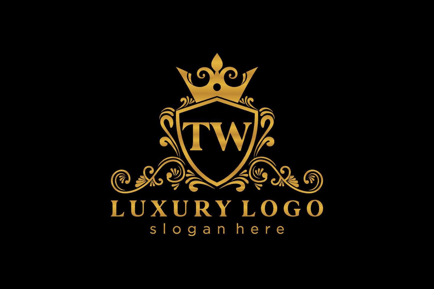 Initial TW Letter Royal Luxury Logo template in vector art for Restaurant, Royalty, Boutique, Cafe, Hotel, Heraldic, Jewelry, Fashion and other vector illustration.