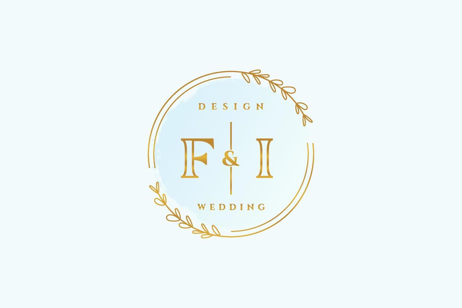 monograma de belleza fi inicial y diseño de logotipo elegante logotipo de escritura a mano de firma inicial, boda, moda, floral y botánica con plantilla creativa. vector