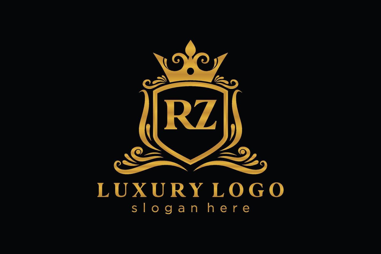 Initial RZ Letter Royal Luxury Logo template in vector art for Restaurant, Royalty, Boutique, Cafe, Hotel, Heraldic, Jewelry, Fashion and other vector illustration.