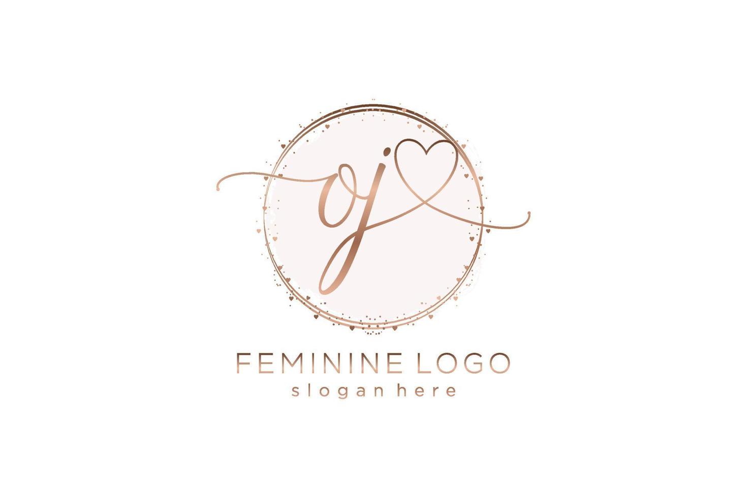 Initial OJ handwriting logo with circle template vector logo of initial wedding, fashion, floral and botanical with creative template.