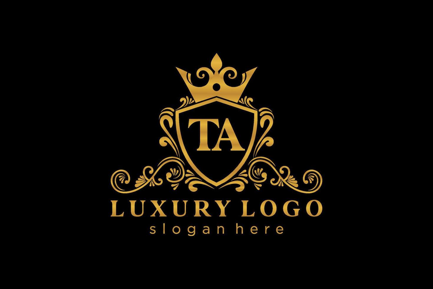 Initial TA Letter Royal Luxury Logo template in vector art for Restaurant, Royalty, Boutique, Cafe, Hotel, Heraldic, Jewelry, Fashion and other vector illustration.