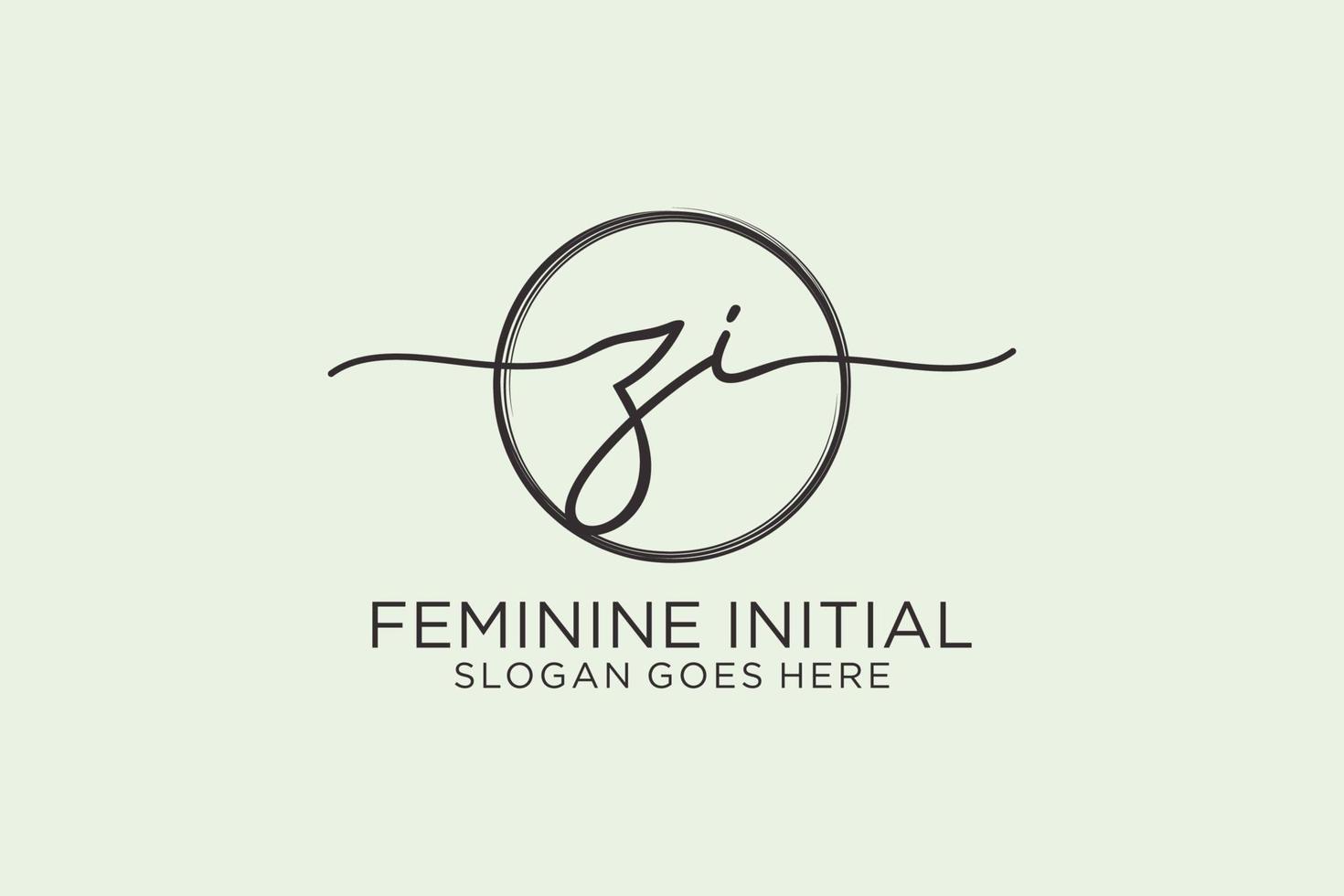 Initial ZI handwriting logo with circle template vector logo of initial signature, wedding, fashion, floral and botanical with creative template.