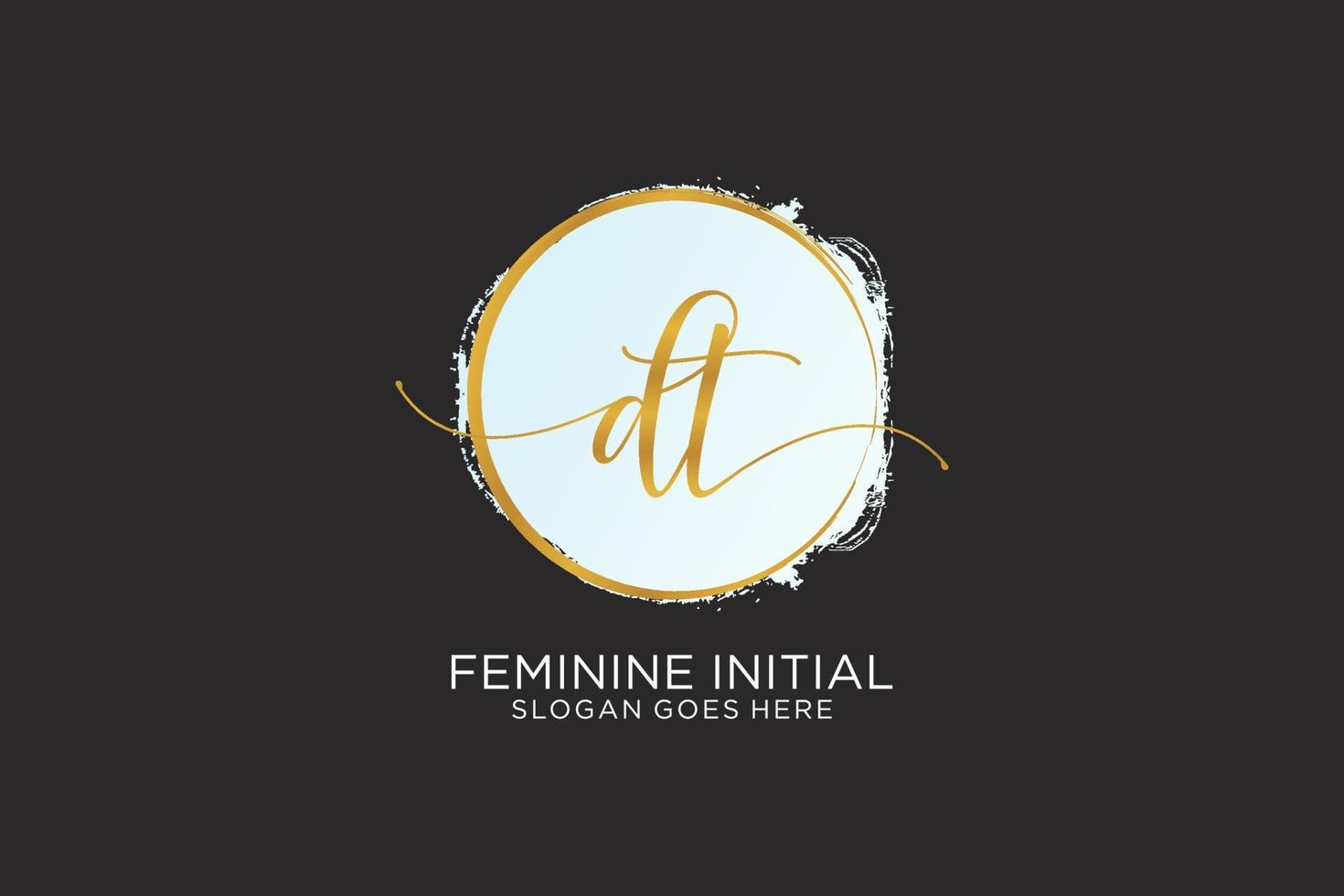Initial DT handwriting logo with circle template vector signature, wedding, fashion, floral and botanical with creative template.