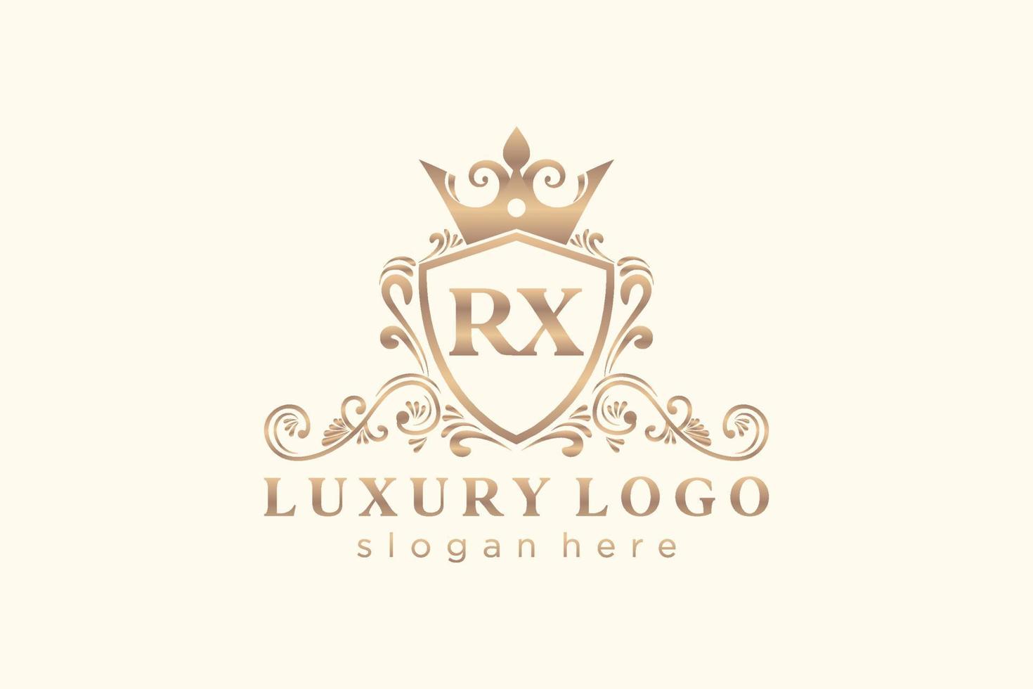 Initial RX Letter Royal Luxury Logo template in vector art for Restaurant, Royalty, Boutique, Cafe, Hotel, Heraldic, Jewelry, Fashion and other vector illustration.