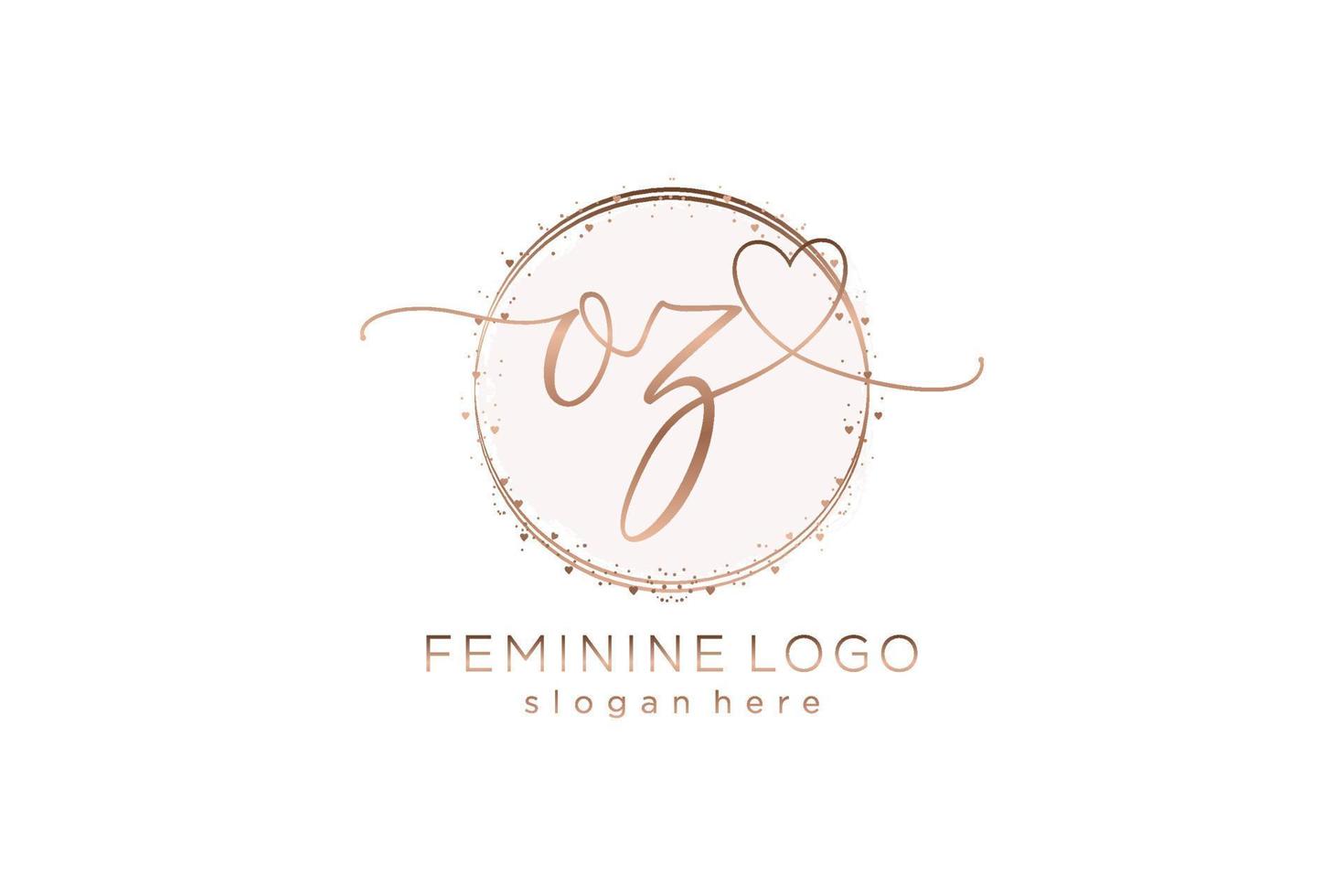 Initial OZ handwriting logo with circle template vector logo of initial wedding, fashion, floral and botanical with creative template.