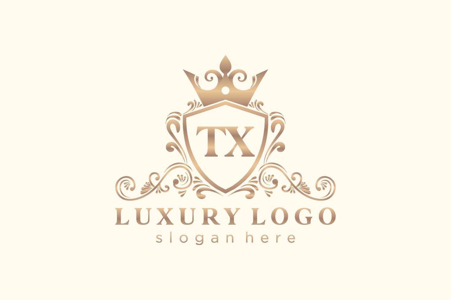 Initial TX Letter Royal Luxury Logo template in vector art for Restaurant, Royalty, Boutique, Cafe, Hotel, Heraldic, Jewelry, Fashion and other vector illustration.