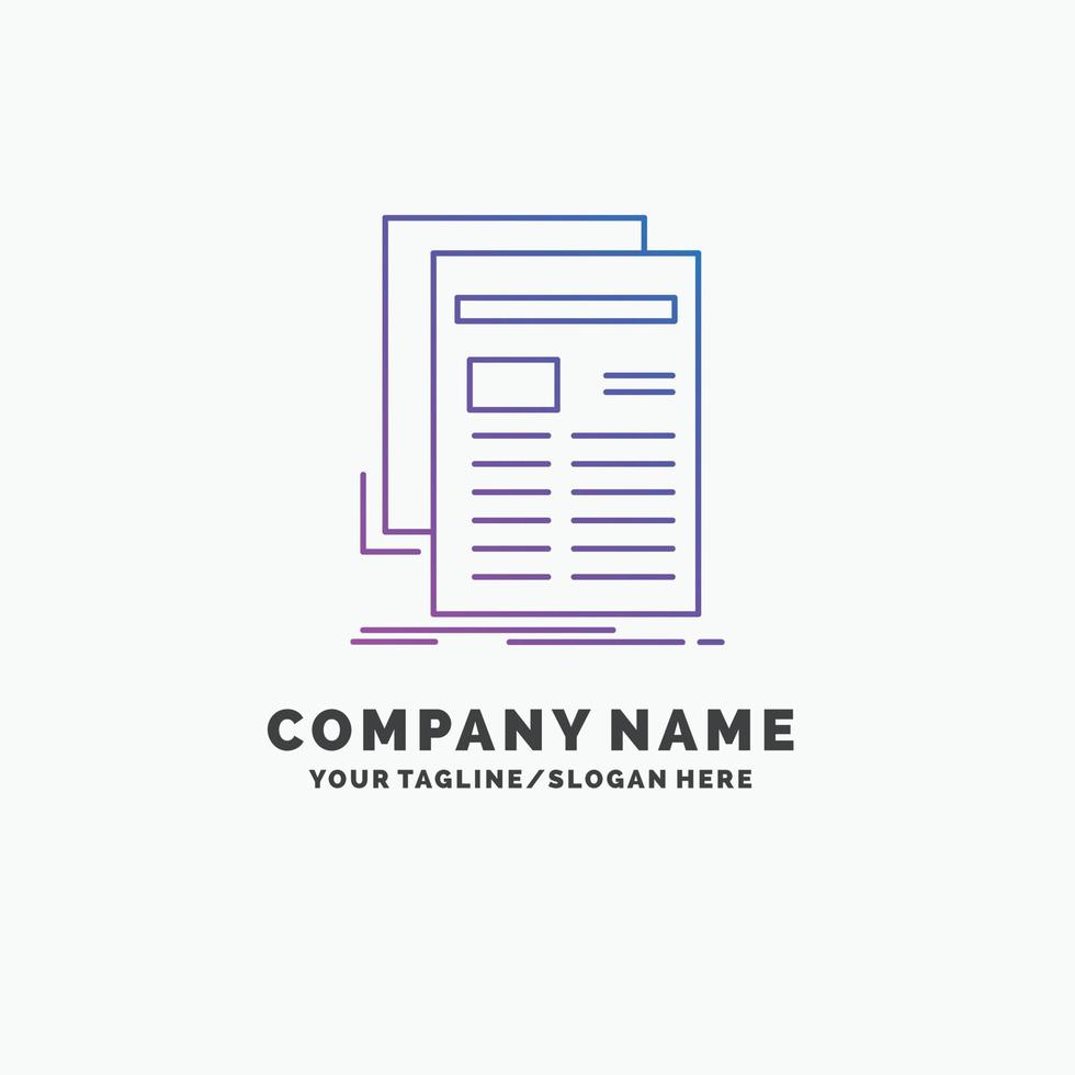 Gazette. media. news. newsletter. newspaper Purple Business Logo Template. Place for Tagline vector