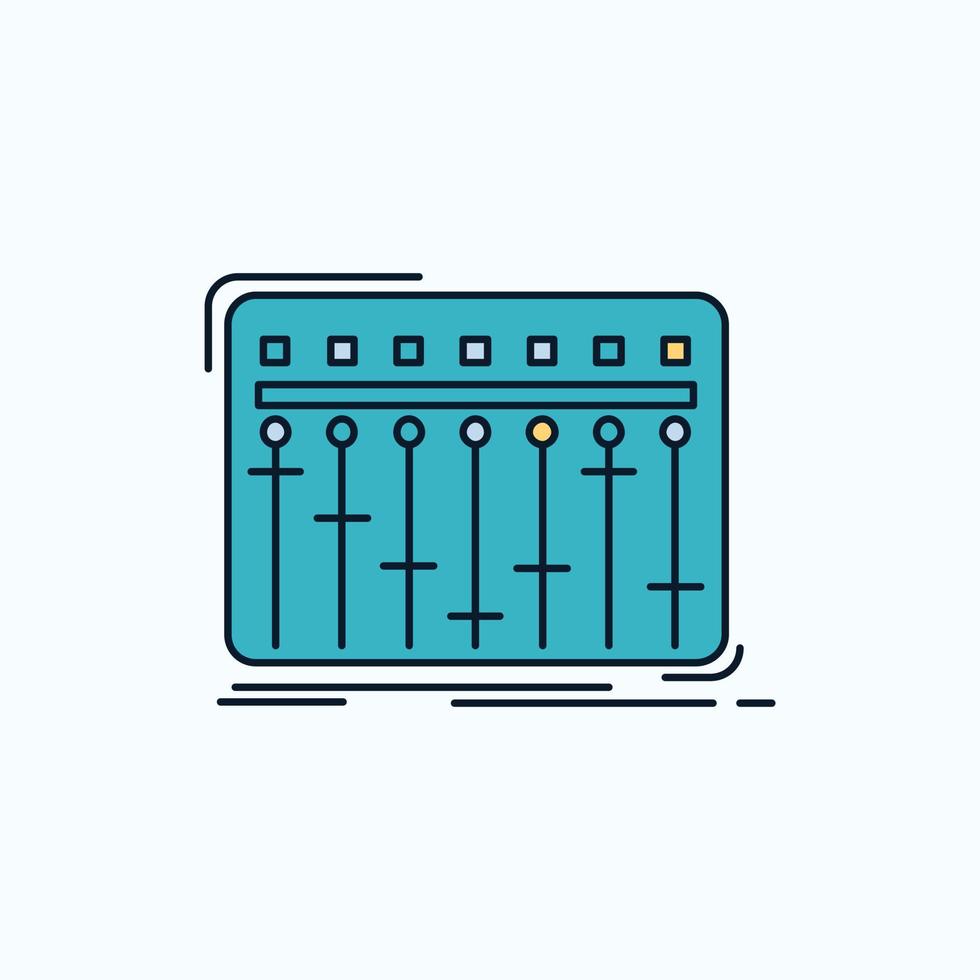 Console. dj. mixer. music. studio Flat Icon. green and Yellow sign and symbols for website and Mobile appliation. vector illustration