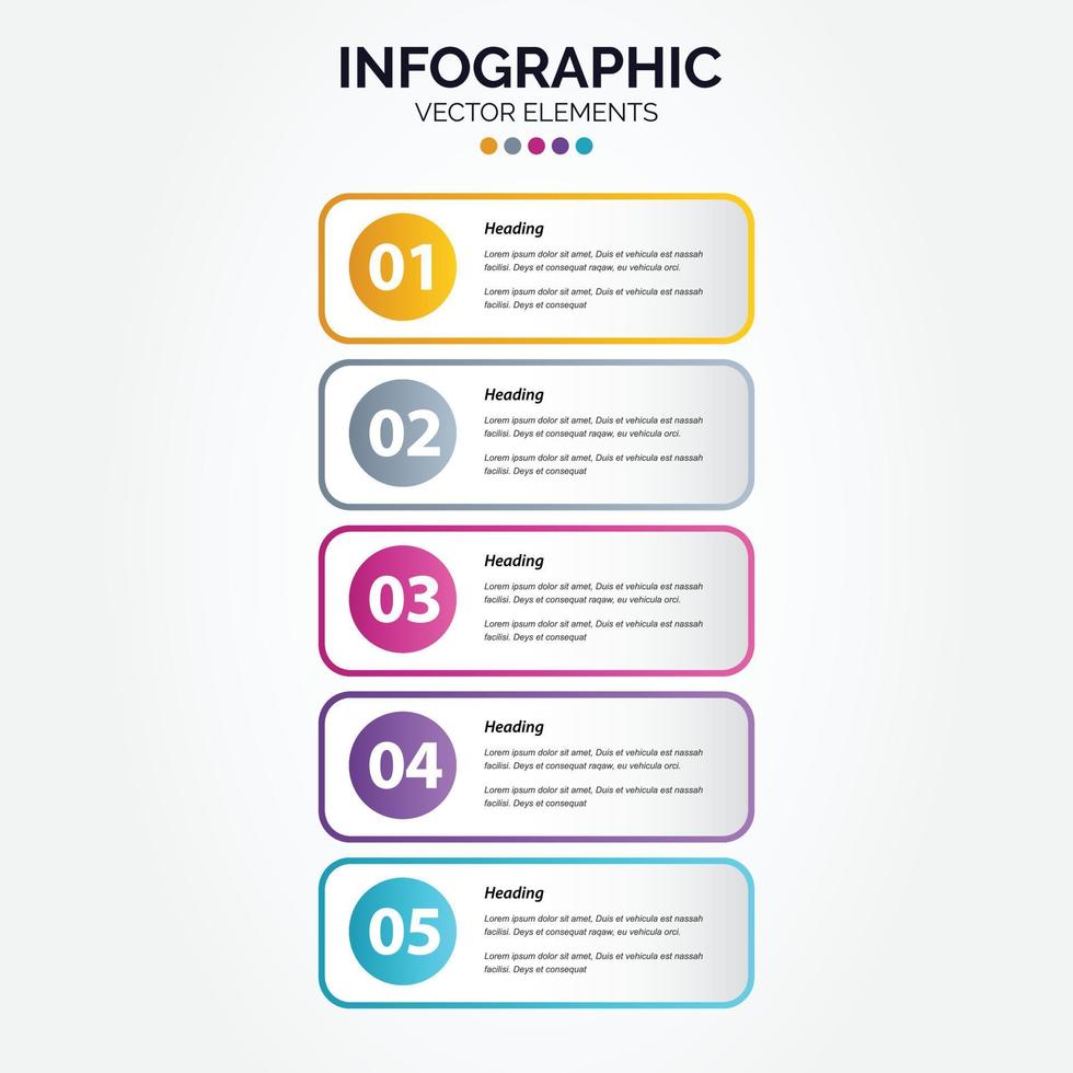 Professional 5 options Vertical Infographic with icon 5 options processes vector