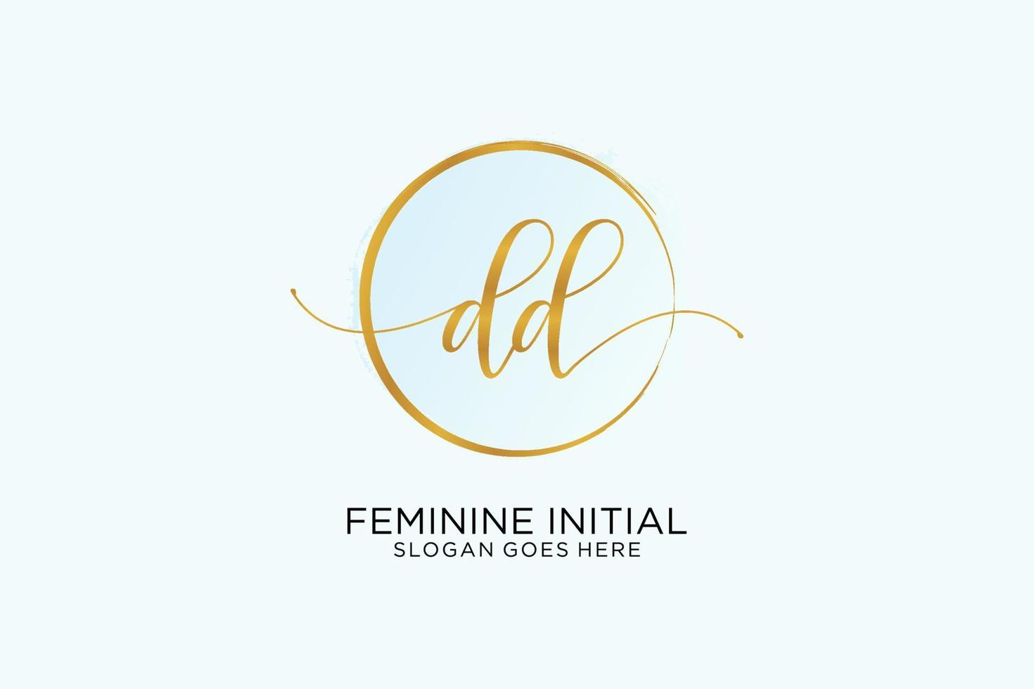 Initial DD handwriting logo with circle template vector signature, wedding, fashion, floral and botanical with creative template.