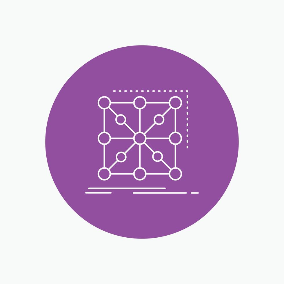 Data. framework. App. cluster. complex White Line Icon in Circle background. vector icon illustration