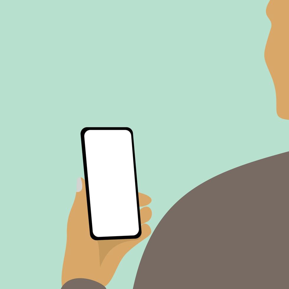 Phone in a man's hand isolated on a light background vector illustration