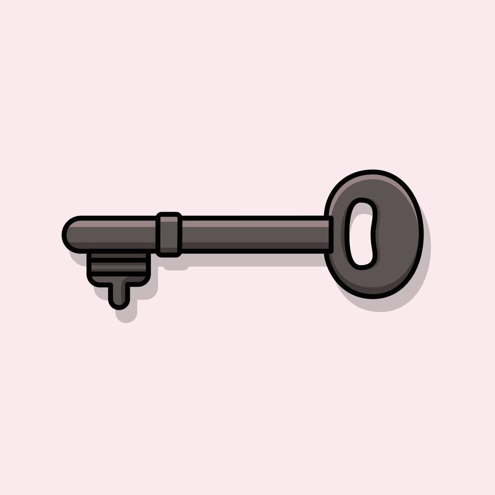 Old door key vector icon illustration isolated on light purple