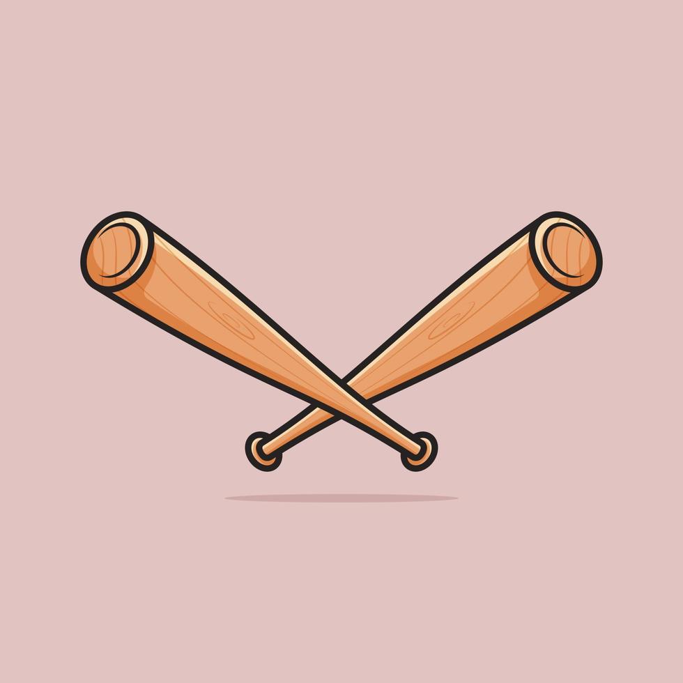 Baseball Stick Cartoon Vector Icon Illustration Sport Object Icon Concept Isolated Premium Vector. Flat Cartoon Style