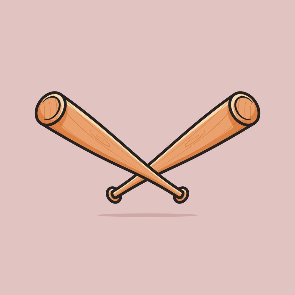 Baseball Stick Cartoon Vector Icon Illustration Sport Object Icon Concept Isolated Premium Vector. Flat Cartoon Style