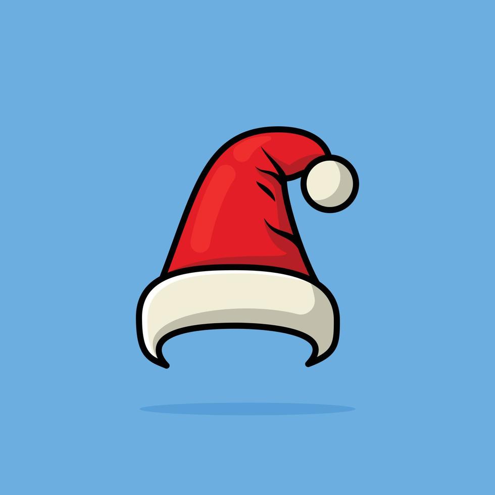 Christmas Santa Claus Hat With Fur. New Year. Winter Cap. Vector illustration.