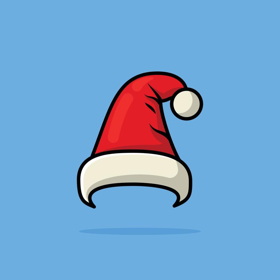 gorro navideño de santa claus con piel. Año Nuevo. gorro de invierno. ilustración vectorial vector