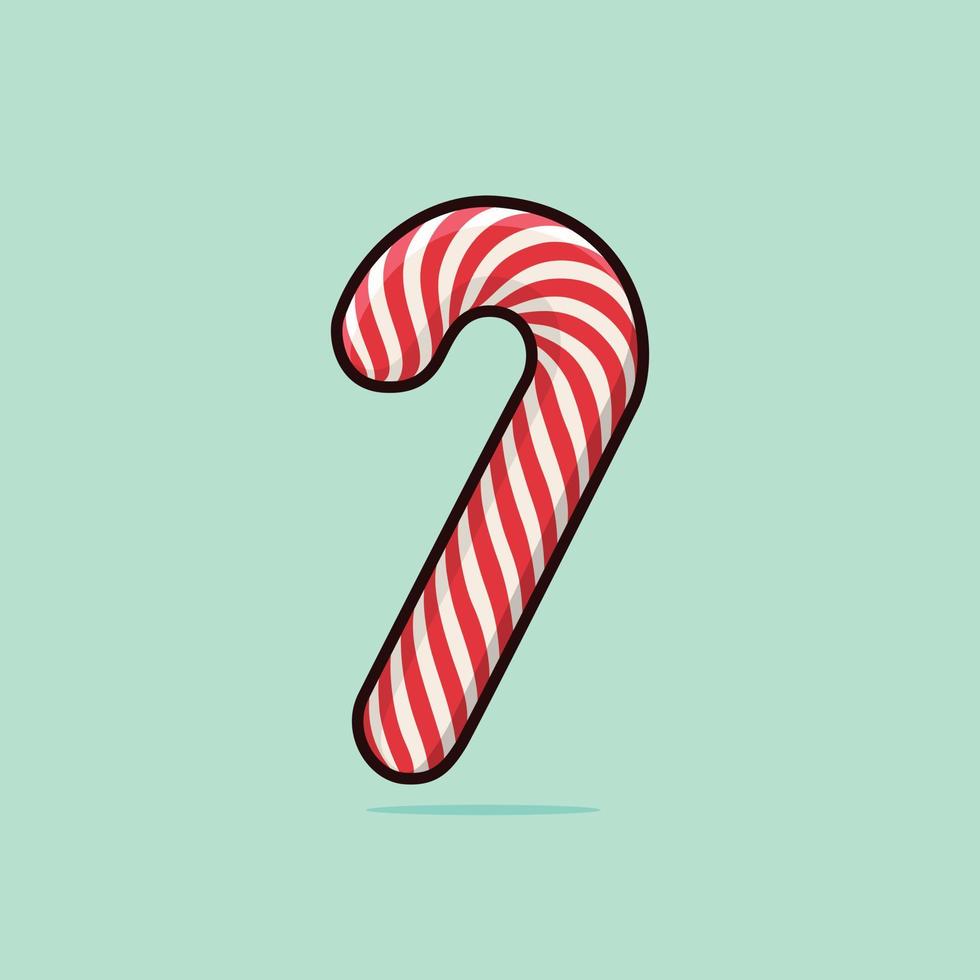 Christmas candy cane vector illustration. Merry Xmas and Happy New Year sweet 3d icon for poster, banner, or holiday invitation