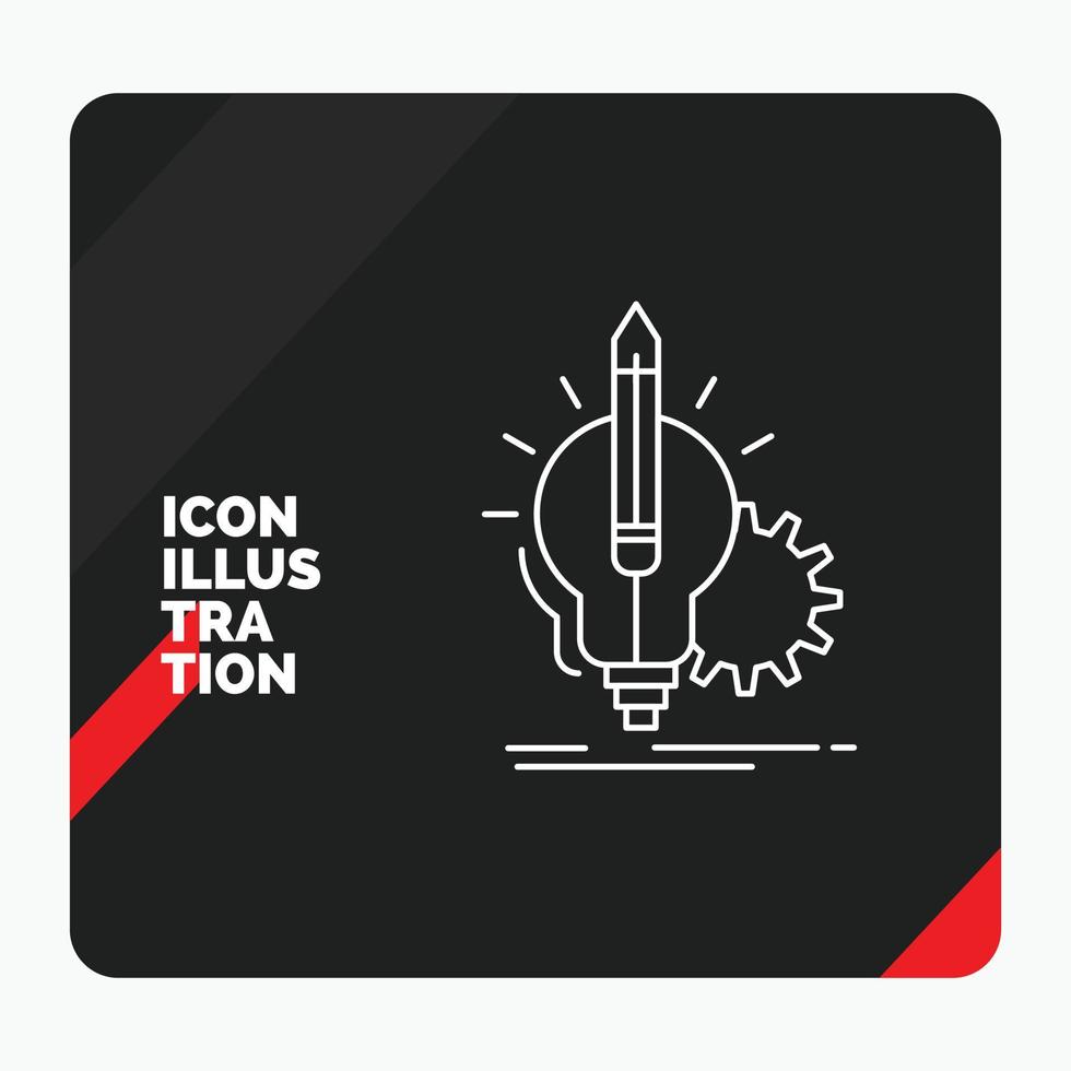 Red and Black Creative presentation Background for Idea. insight. key. lamp. lightbulb Line Icon vector