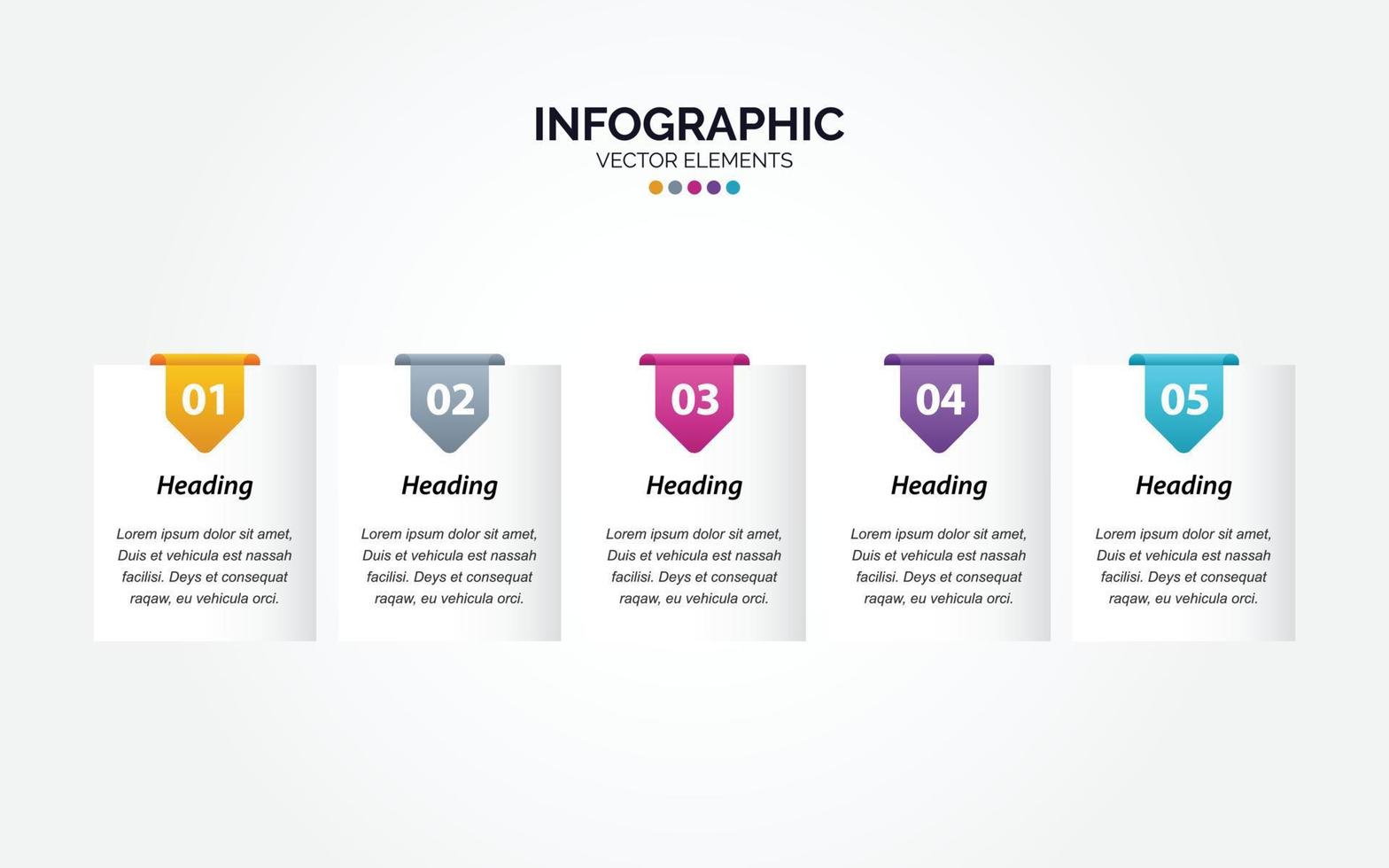Horizontal Infographic design template. Creative concept with 5 steps. Can be used for workflow layout. diagram. banner. webdesign. Vector illustration