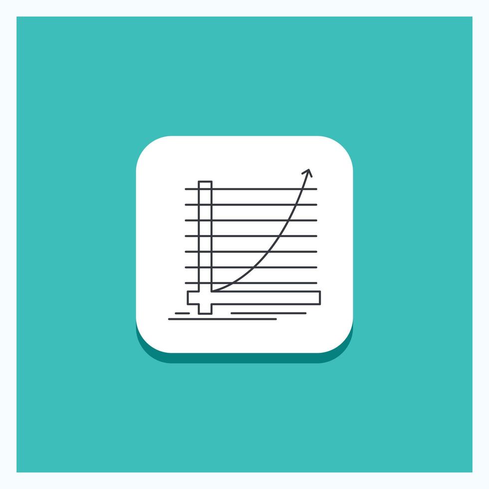 Round Button for Arrow. chart. curve. experience. goal Line icon Turquoise Background vector