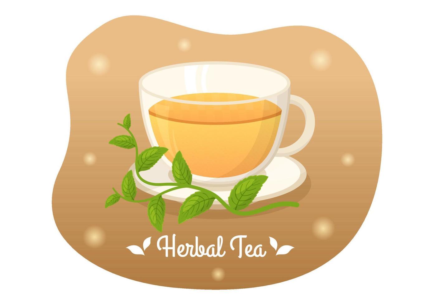 Herbal Tea with Chamomile Leaves of Health Drink Green to Increase Endurance in Template Hand Drawn Cartoon Flat Background Illustration vector