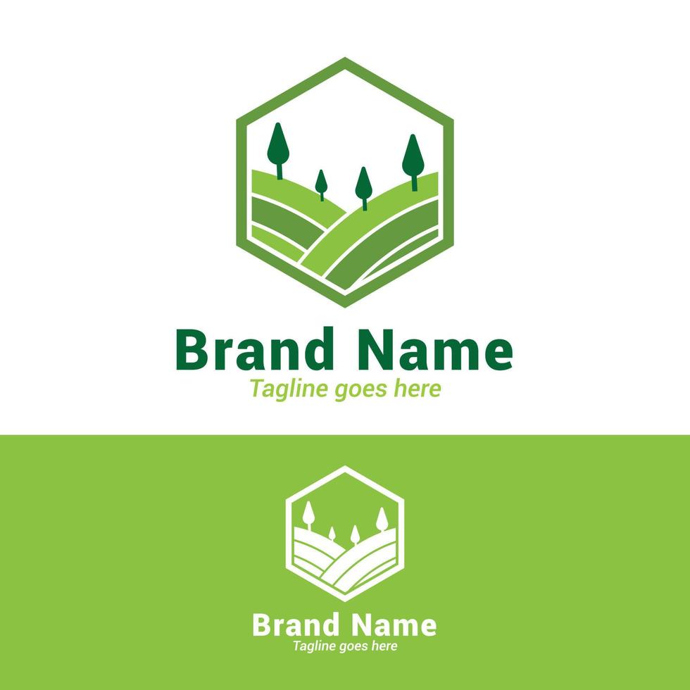 Landscape hexagon logo design vector