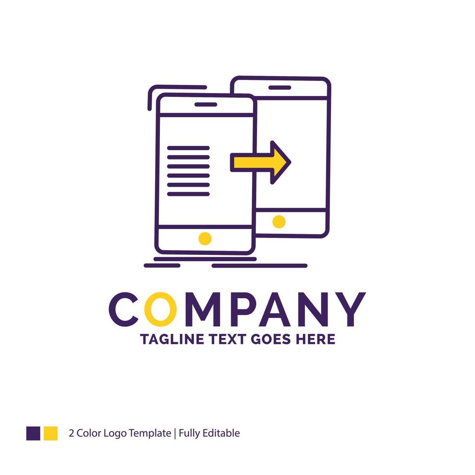 Company Name Logo Design For data. Sharing. sync. synchronization. syncing. Purple and yellow Brand Name Design with place for Tagline. Creative Logo template for Small and Large Business. vector