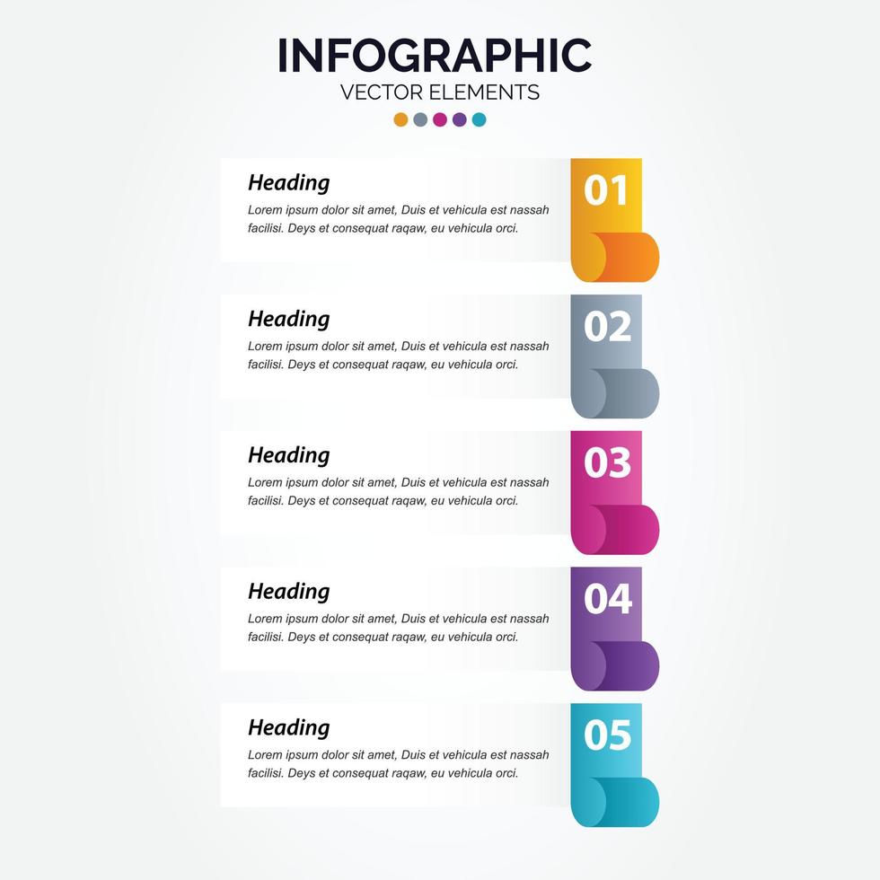 Presentation business Vertical Infographic template with 5 options vector