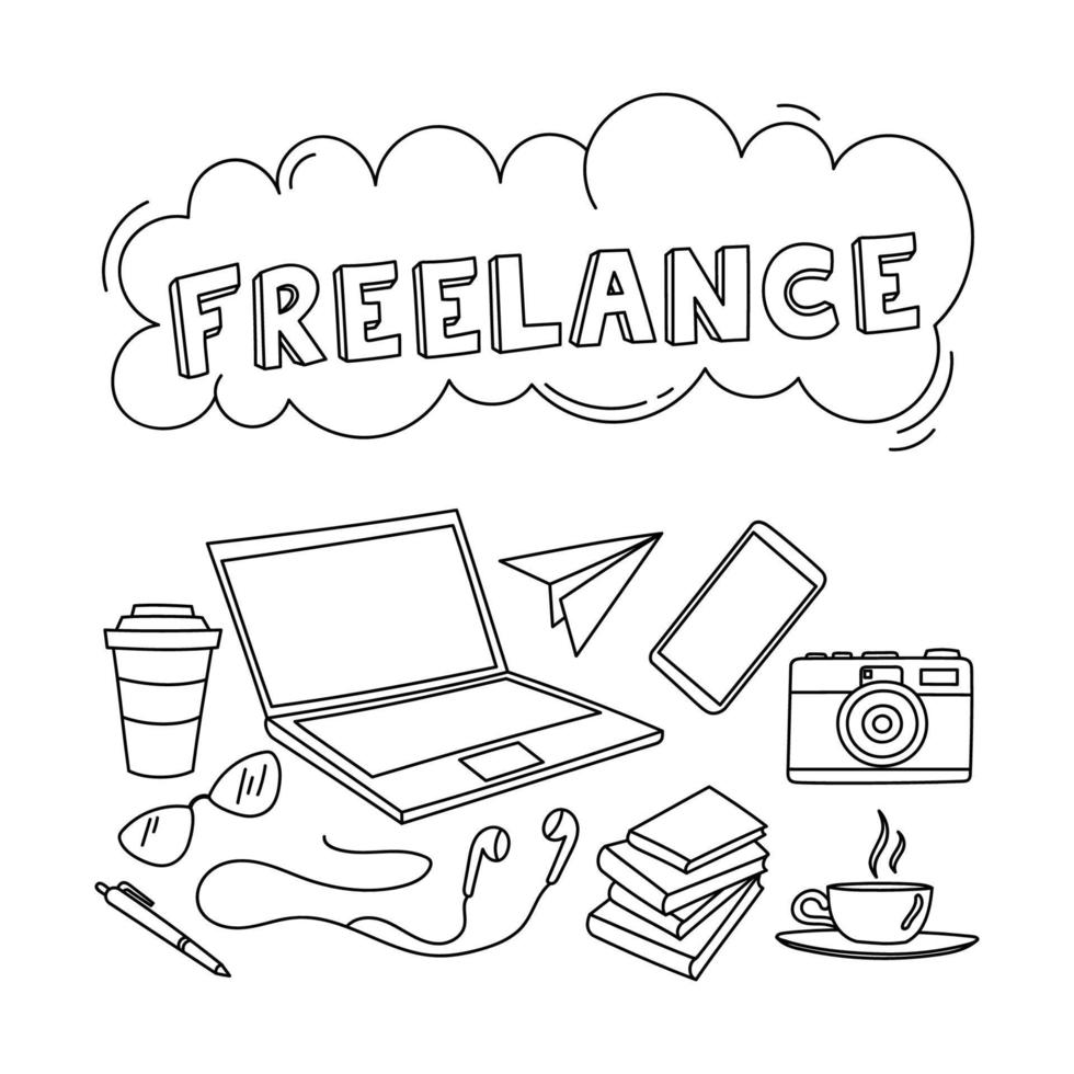 Doodle Freelance vector design concepts work at home