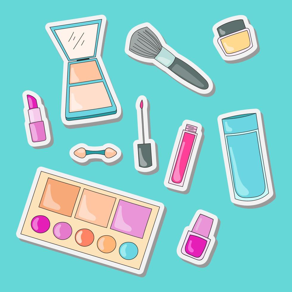 diseño vectorial de pegatinas cosméticas vector