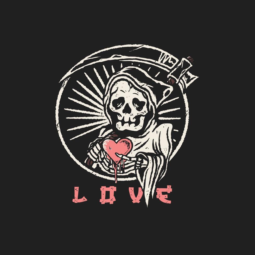 Reaper skull with love vector
