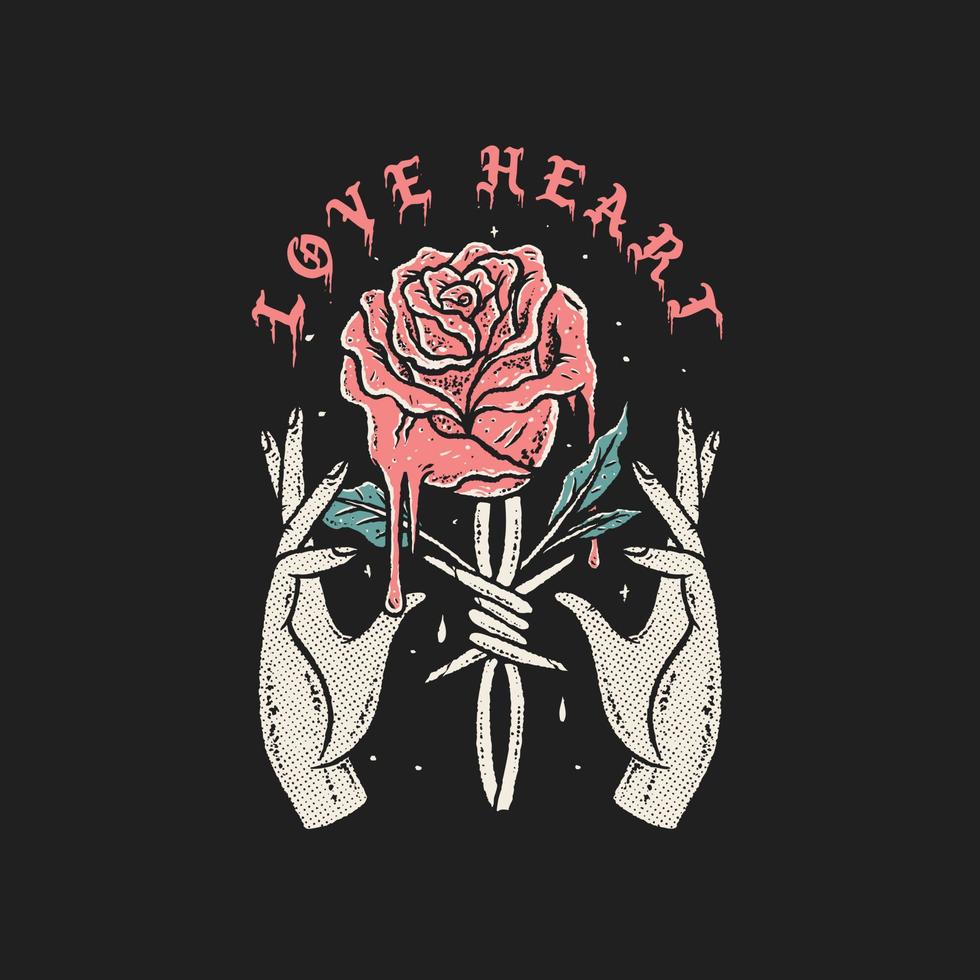 Hand holding rose with thorns vector