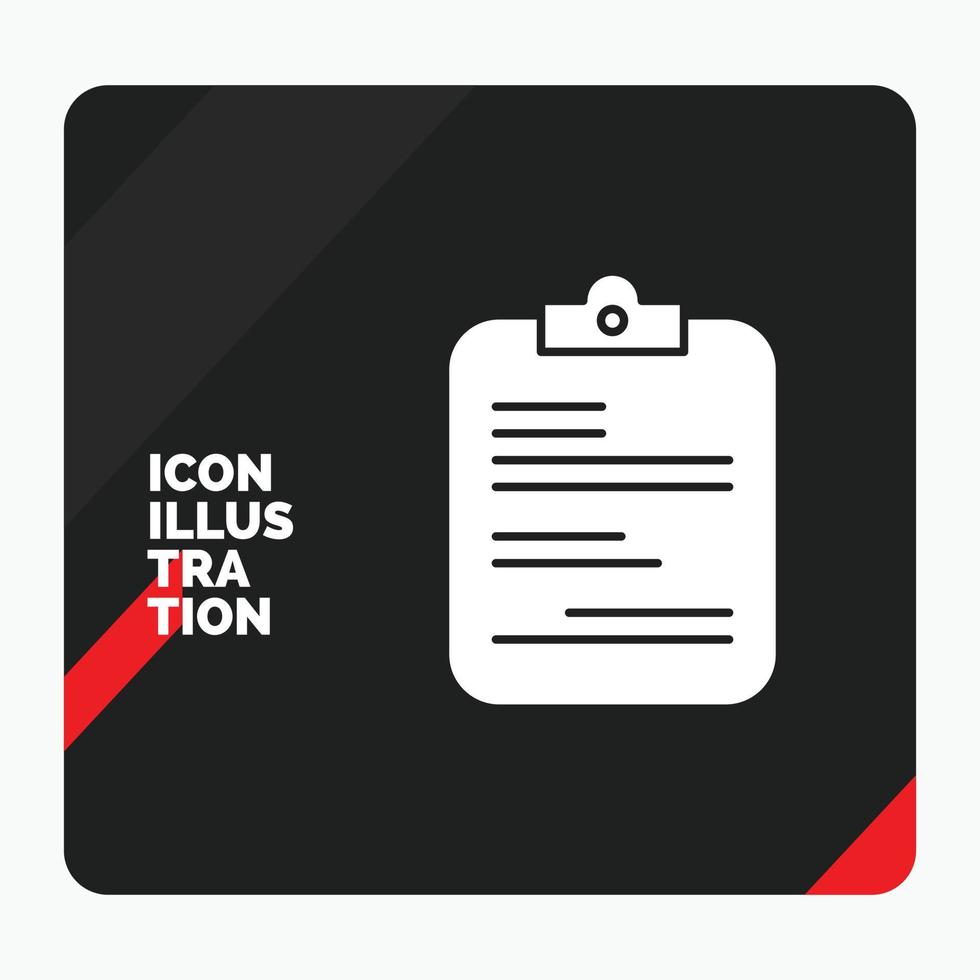 Red and Black Creative presentation Background for report. medical. paper. checklist. document Glyph Icon vector