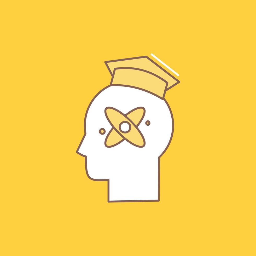 capability. head. human. knowledge. skill Flat Line Filled Icon. Beautiful Logo button over yellow background for UI and UX. website or mobile application vector