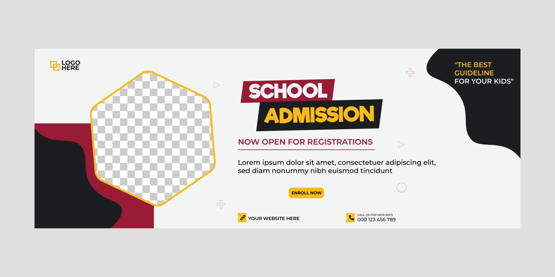 Creative school admission post banner template for social media promotion vector